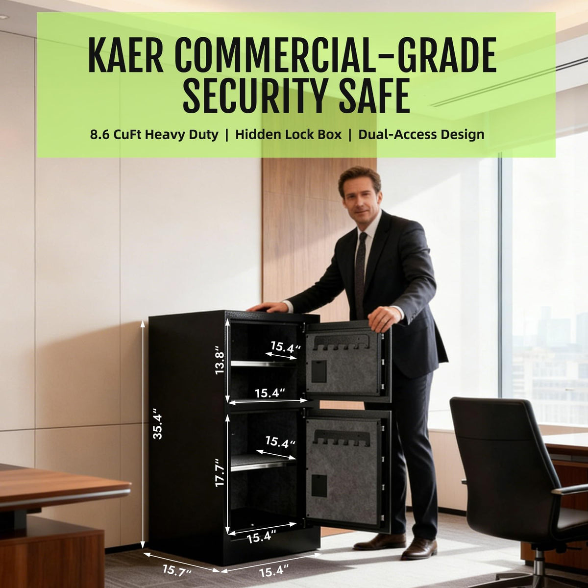 8.6 CuFt Safe Box, Large Safe for Home Office, Heavy Duty Safe with Digital Lock & Keypad, Document Safe with Hidden Compartment, Adjustable Shelf, Anti-Theft Alarm, Fireproof and Waterproof Bag