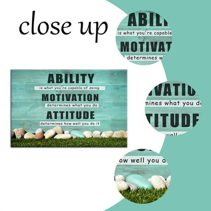 Motivational Wall Decor Inspirational Office Canvas Wall Art Ability Positive Poster Print Artwork for Home Bedroom Bathroom Office Wall Decoration Framed Ready to Hang [18''Wx12''H]