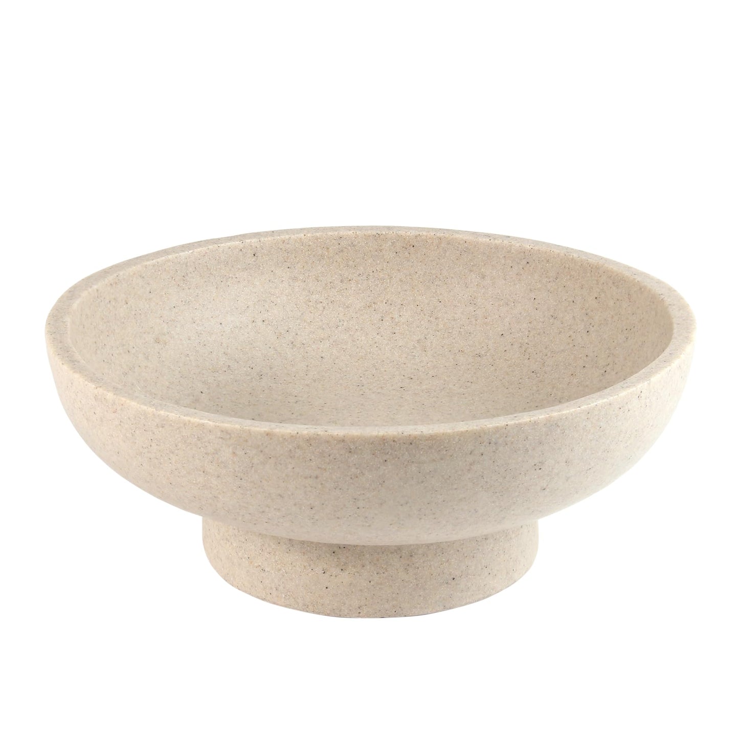 Plukers Catch All Decorative Fruit Bowl with Pedestal —Key, Purse & Trinket Holder | Entryway Table, Kitchen Counter, Coffee Console Decor | Modern Minimalist Artificial Stone Beige
