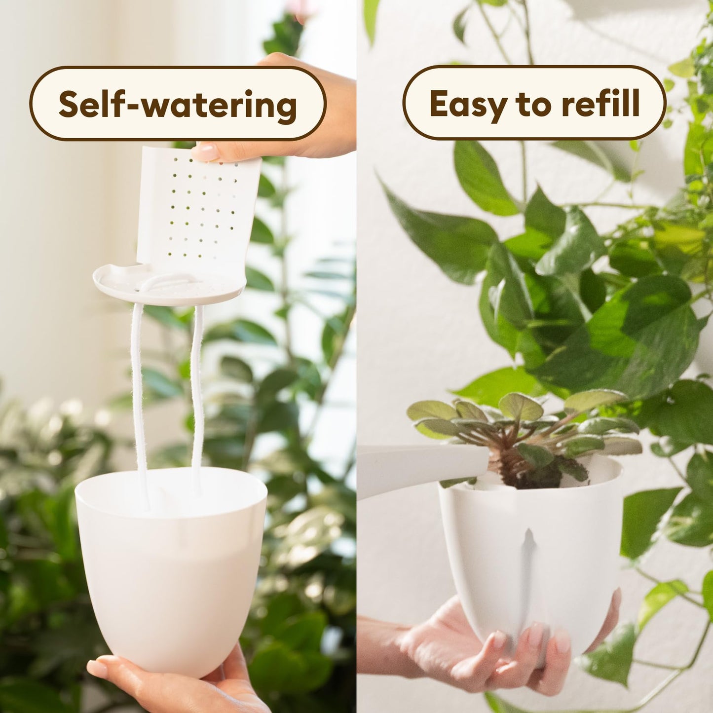 PlantPod Classic - Self-Watering Wall Planters (6, White) - Easy to Water and Install - Lightweight - Design Your Own Vertical Garden - Wall Planters for Indoor Plants