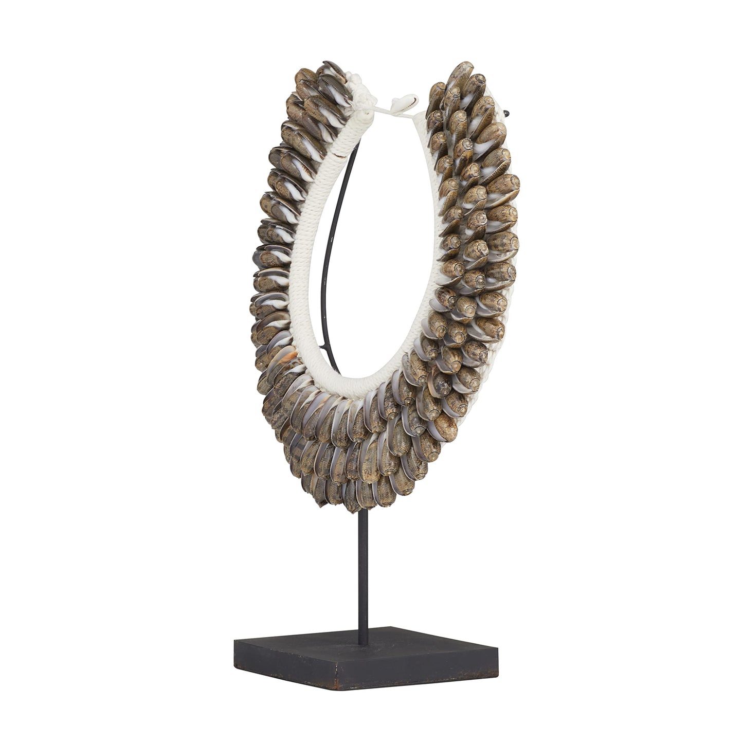 Deco 79 Shell Necklace Handmade Decorative Sculpture Home Decor Statue with Stand, Accent Figurine 12" x 6" x 15", Brown