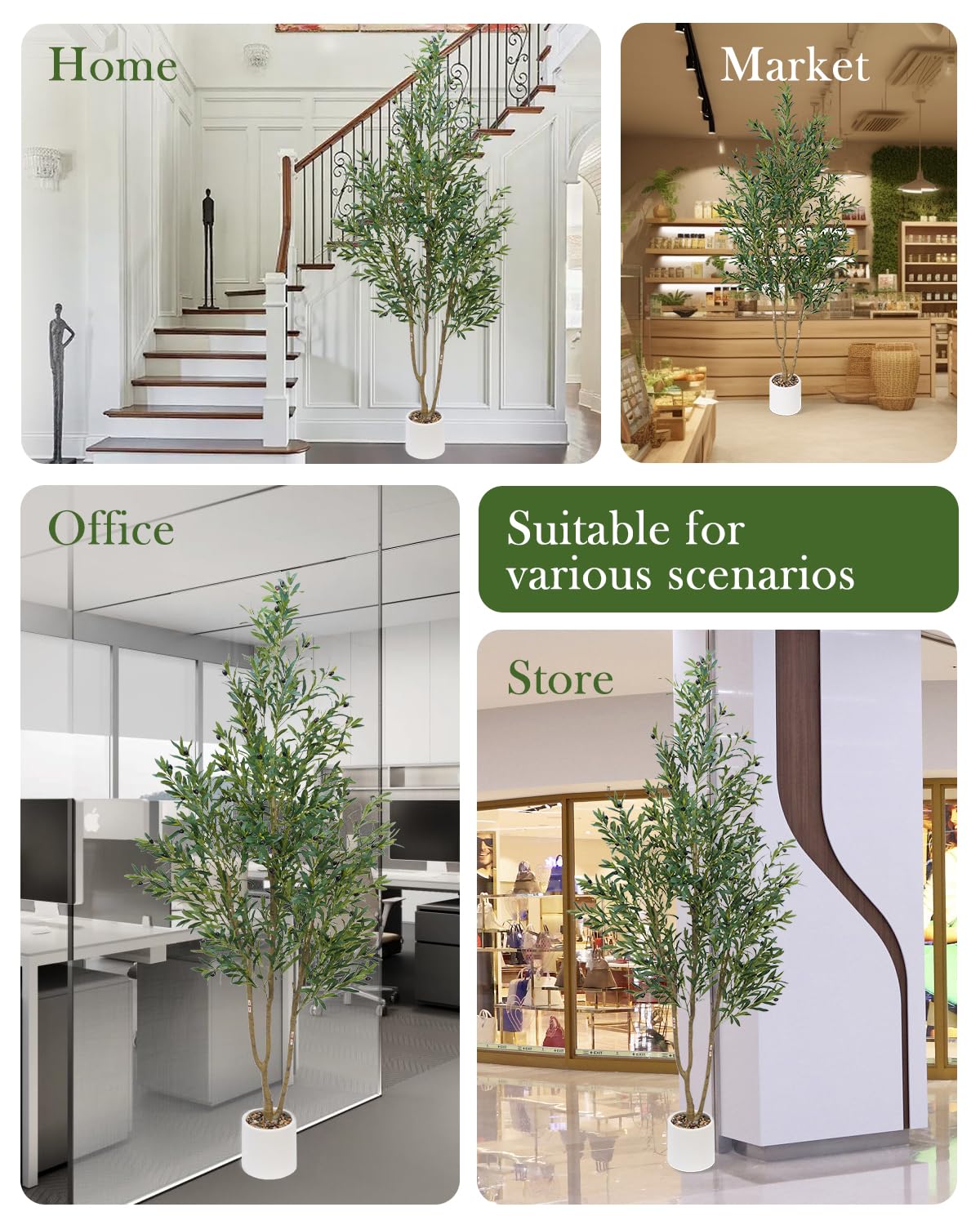 Sillaff Olive Tree 7FT Fake Tree Faux Plants Indoor with Pot Artificial Tree Nearly Natural Olive Branches and Fruits for Living Room Home Office Decorations