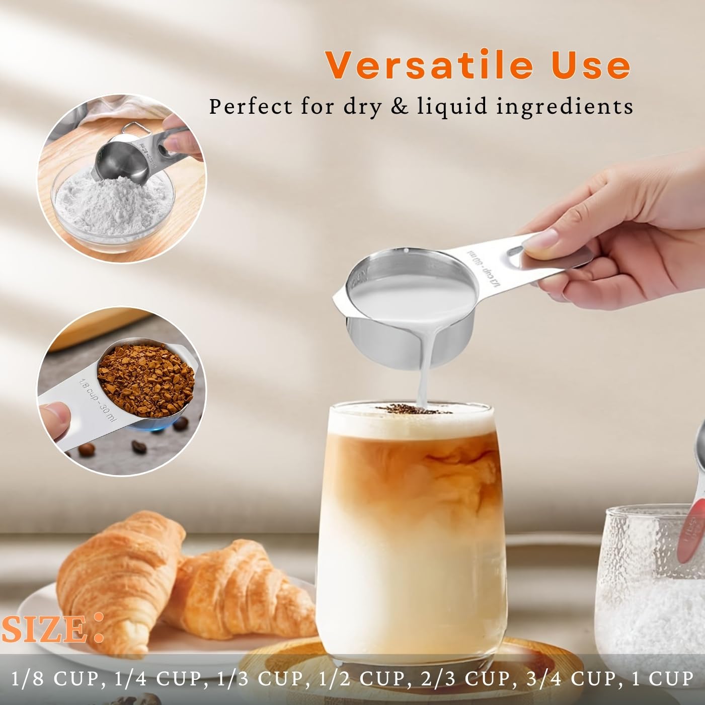 30PCS Measuring Cups and Spoons Set, 7 Nesting Measuring Cups, 18 Measuring Spoons and 5 Mini Spoons, Stainless Steel Kitchen Measuring Set for Dry and Liquid Ingredients, Perfect for Cooking & Baking
