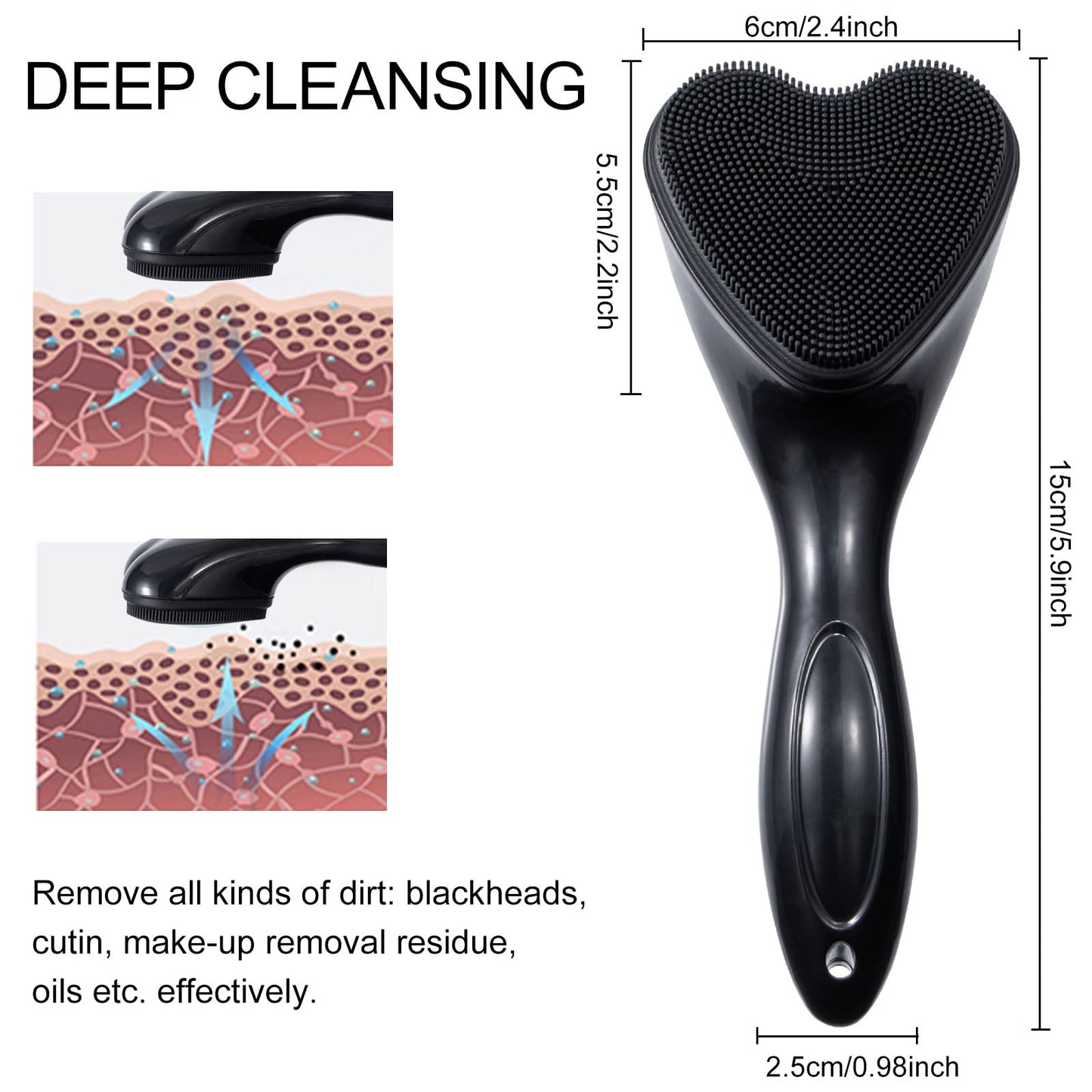 2 Pack Silicone Face Scrubber Exfoliating Brush, Manual Handheld Facial Cleansing Brush Blackhead Scrubber, Soft Bristles Waterproof for Face Skincare (Round-Pink)