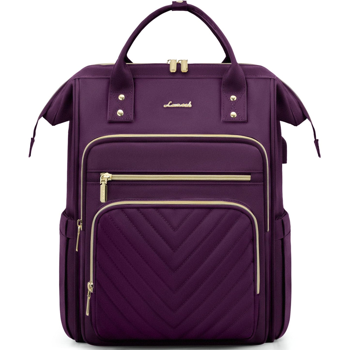 LOVEVOOK Laptop Backpack Womens, 15.6 inch Laptop Rucksack Bag for Women, Large Ladies Backpacks Waterproof School Bags with USB Port, Fashion Daypacks for Uni College Work Travel, Purple