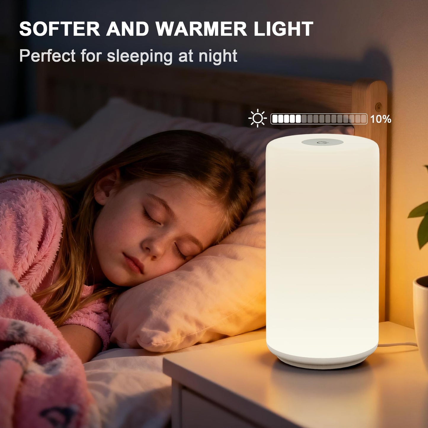 Touch Bedside Table Lamp, [RGB Mode] 3 Way Dimmable Warm White Lights for Bedroom, Multi-Color Smart Nightstand Lamp Desktop LED Lamp for Living Room Home Gifts