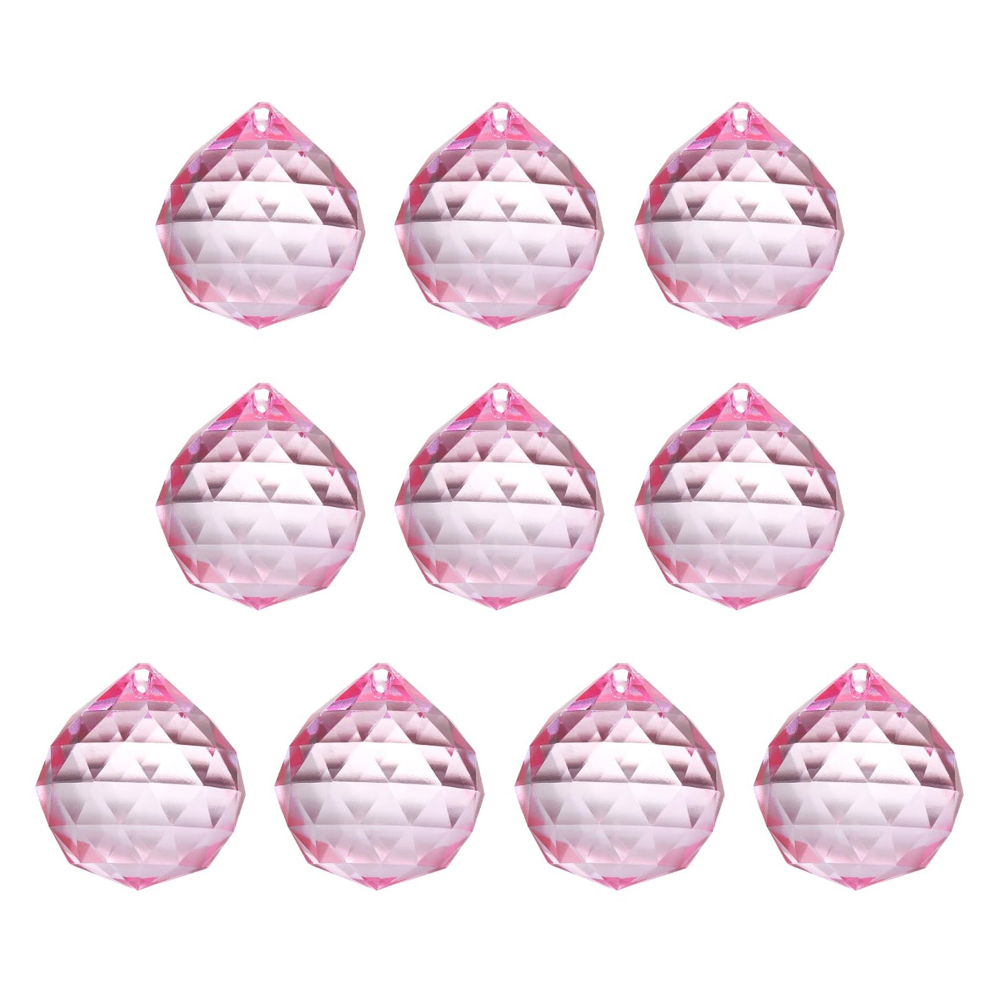 YELARXI Crystal Ball Prisms, Sun Catcher Hanging Prism Sun Catcher Pendant 18mm / 0.71Inch & 10 Pack & Pink-Fitting for (Outdoor/Indoor/Windows/DIY Decor/Feng Shui/Chandelier)