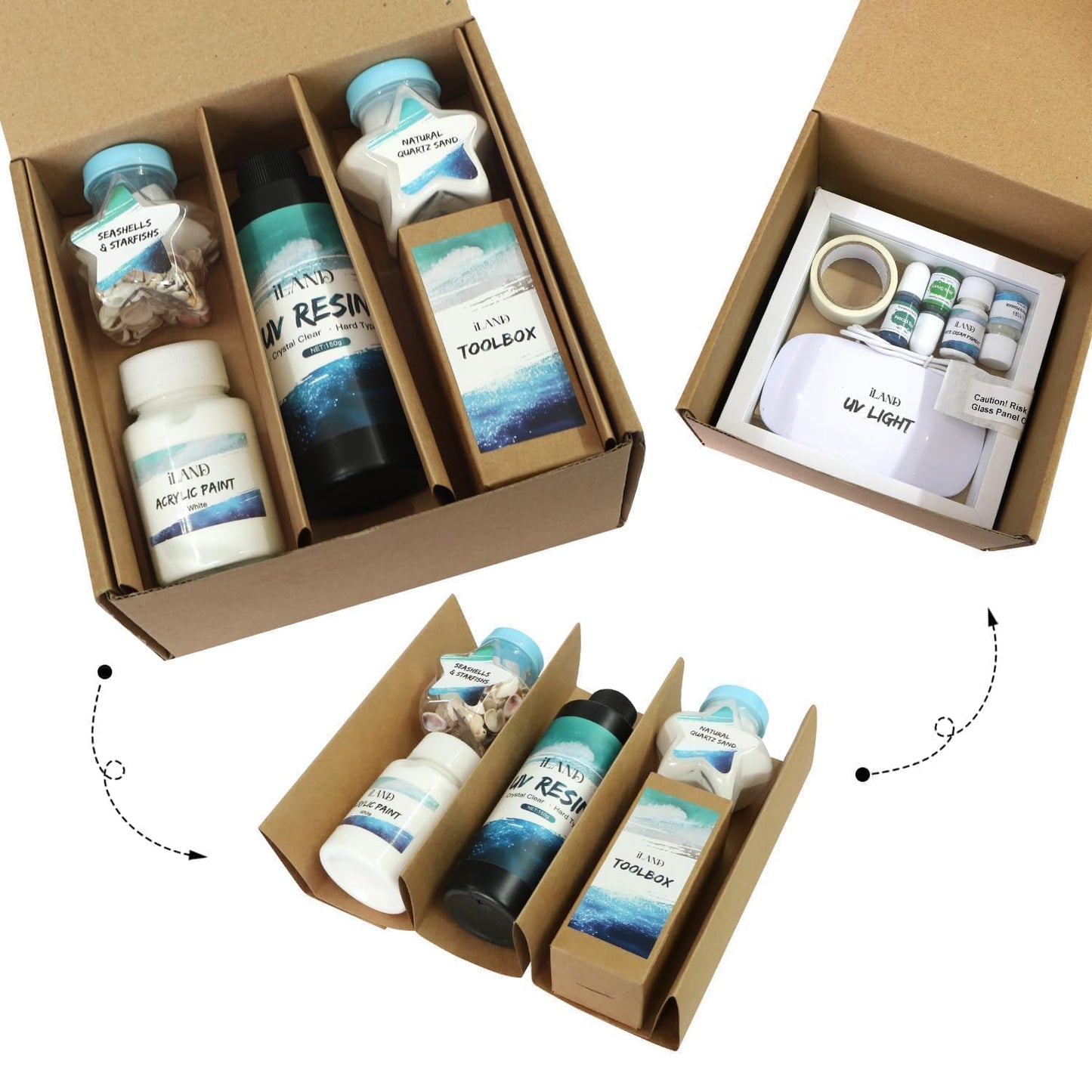 iLAND Crafts for Adults Zen Ocean Resin Art Kit, Creative Teen Crafts Resin Kit for Beginners, Crafting Hobbies for Women, DIY Sea Art Projects for Adults, Unique Beach Themed Gifts for Crafty Crafter