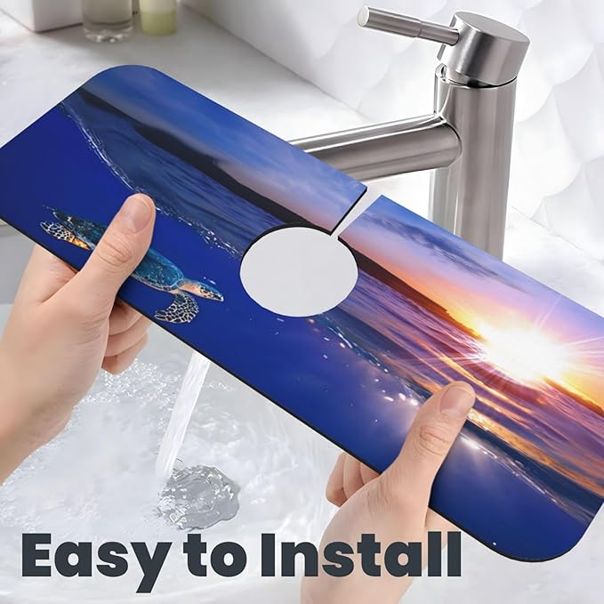 Sea turtle Kitchen sink faucet pad, strong water absorption, anti slip