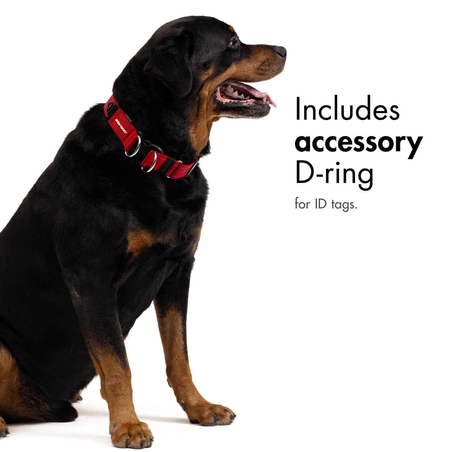 EzyDog Double Up Dog Collar - Reflective Dog Collar with ID Tag D-Ring, For Small to Large Dogs - Soft-Touch, Reflective, Durable - For Active Pets