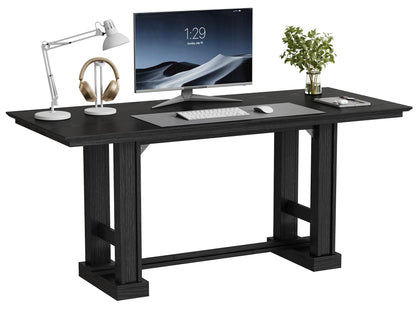 DWVO 70 Inch Computer Desk, Large Executive Office Table Workstation, Modern Farmhouse Style Laptop Wooden Sturdy Legs Writing Desk Business Furniture for Home, Black