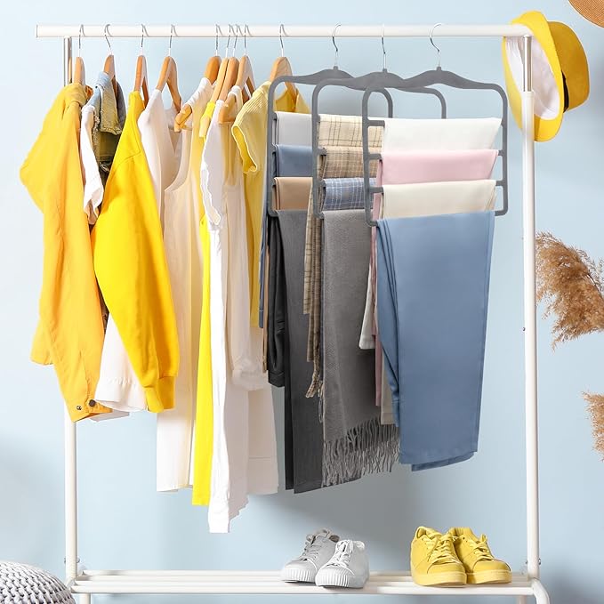 Closet Organizers and Storage, Pants Hangers Space Saving, Velvet Hanger
