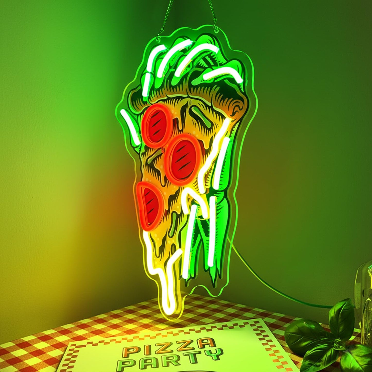 Pizza Neon Sign for Wall Decor Dimmable Pizza LED Neon Light USB Powered LED Wall Art for Kitchen, Dining Room, Bar, Man Cave, Unique Home Decor and Gift for Pizza Lovers