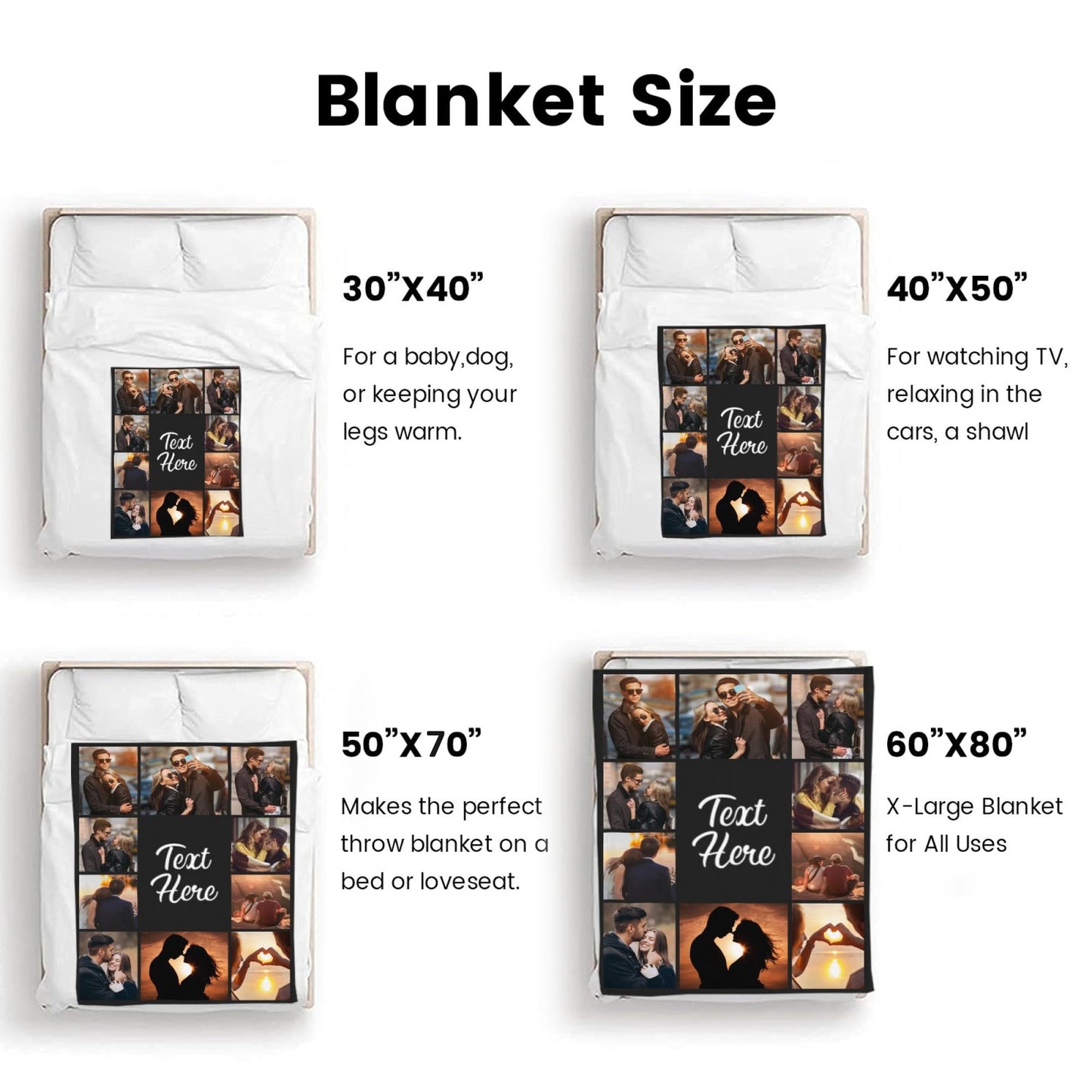 Custom Blanket with Picture Customized Thow Blankets Personalized Blanket Customizable Blanket Photo Blankets Customize Valentines Day Gifts for Her Him Girlfriend Boyfriend Wife Husband Mom Couple