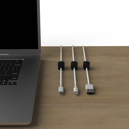 ICONIT Cable Anchors for Desk Organization Black | Premium Aluminum Cord Organizers | Charger + Cable Management Clips for Home & Office | Stylish, Sturdy, & Functional | (3 Pack)