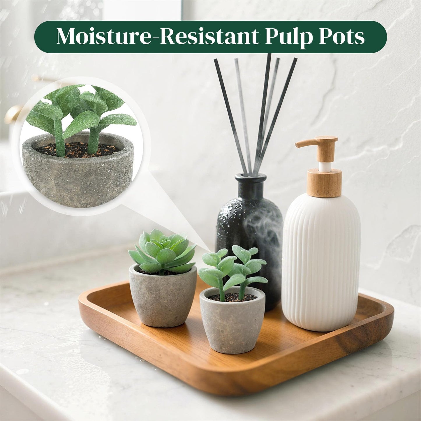 DomeStar Set of 6 Artificial Succulent Plants Potted, Assorted Decorative Faux Succulent Potted Fake Cactus Cacti Plants with Pots