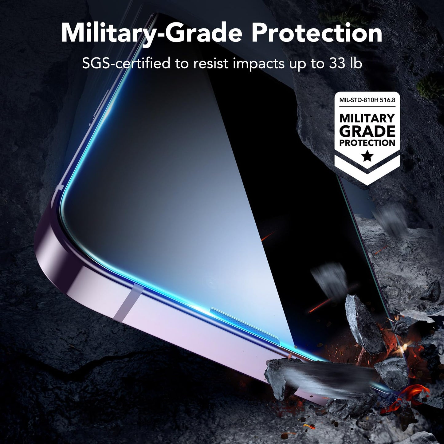 ESR 3 Pack for iPhone 15 Pro Max Screen Protector, [9H Hardness] [Military Grade Shatterproof] Full Coverage Tempered Glass Film with Easy Installation Tool, HD Clear, Scratch Resistant