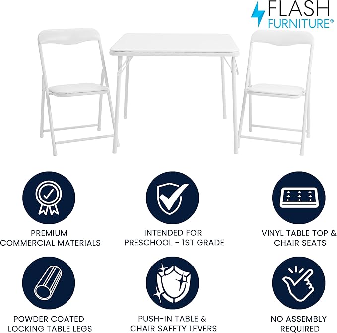 Flash Furniture Mindy Kids 3-Piece Folding Table and Chairs Set