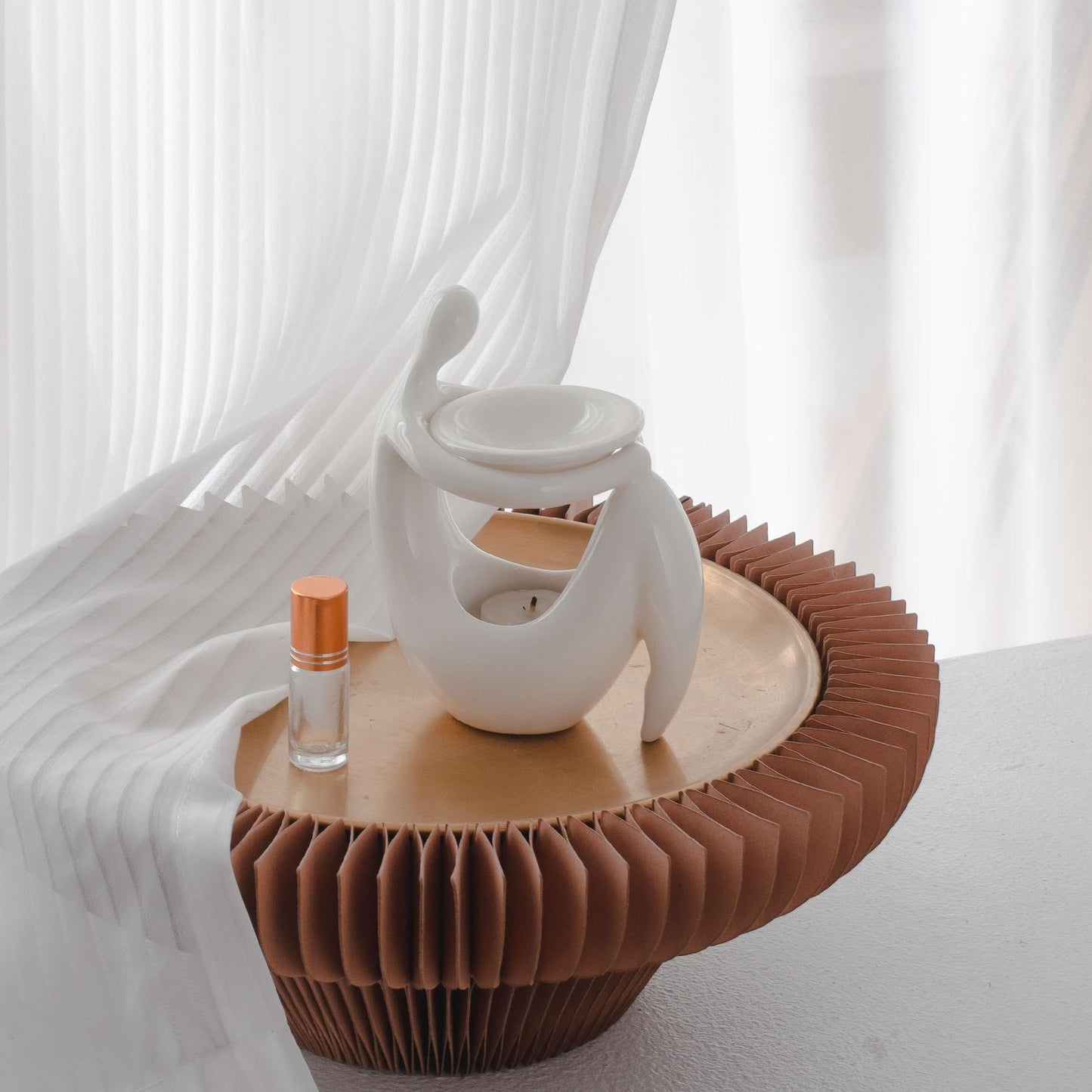 Warmself Beauty Essential Oil Burner Wax Melt Burners, Aromatherapy Aroma Burner Ceramic Oil Diffuser Candle Tealight Holder Home Bedroom Decor-Wait A Moment