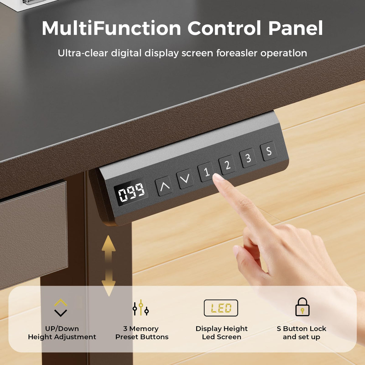 GTPLAYER Electric Standing Desk with Drawers, 48 x 24 Inch Height Adjustable Gaming Desk with Monitor Stand, Power Outlets & LED Lights, Home Office Sit Stand Up Desk with Memory Preset (Ebony Black)