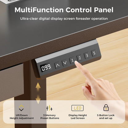 GTPLAYER Electric Standing Desk with Drawers, 48 x 24 Inch Height Adjustable Gaming Desk with Monitor Stand, Power Outlets & LED Lights, Home Office Sit Stand Up Desk with Memory Preset (Ebony Black)