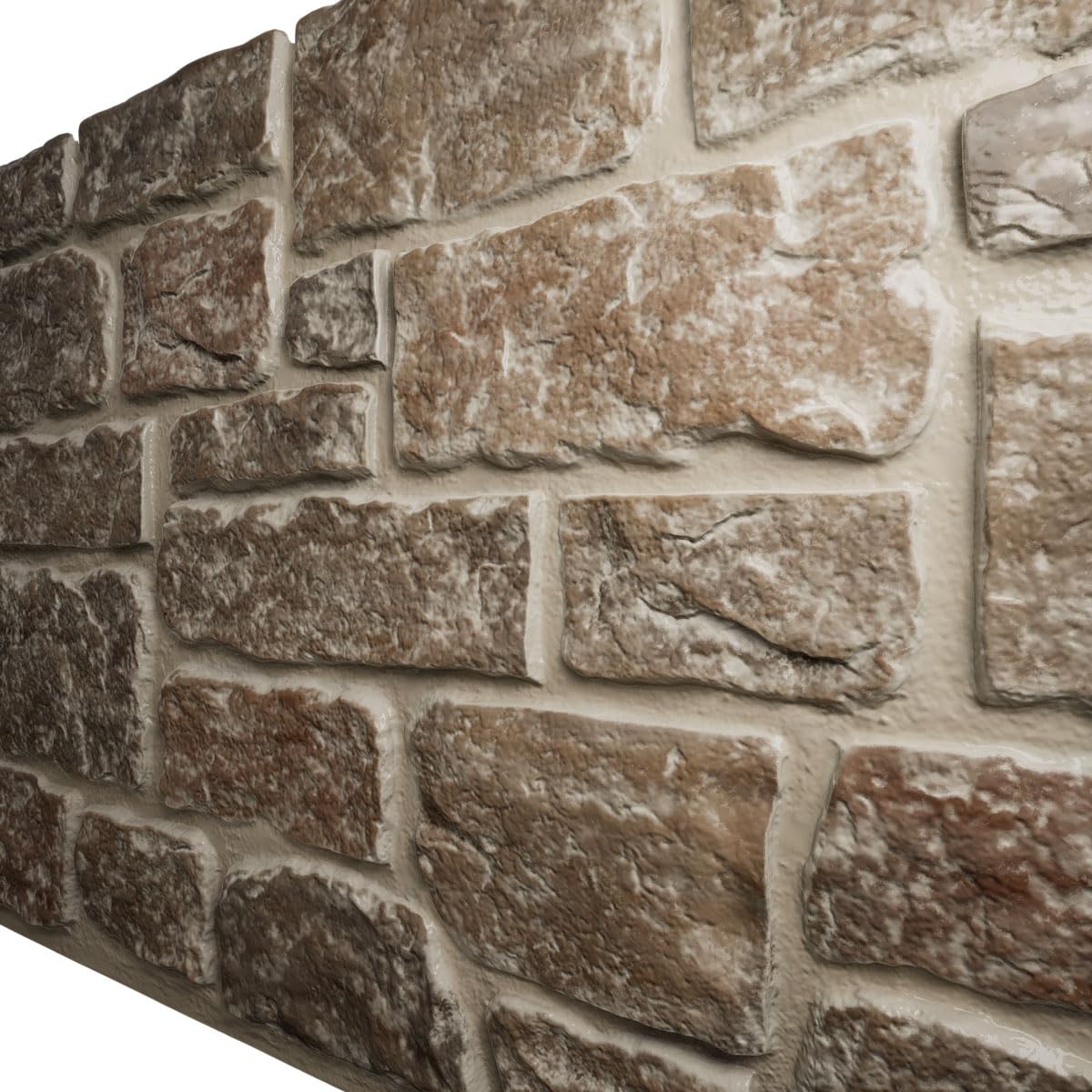 EverStone Cobblestone Faux Stone Panel, 48"W x 23 3/4"H x 1 1/8"D, Flintstone Color