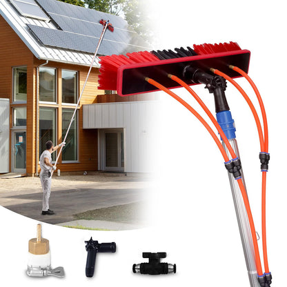Water Fed Pole Kit Adjustable Solar Panel Cleaning Kit Cleaner Tool for Window Glass Roof Outdoor Glass Brush Window Washing Equipment (30FT)