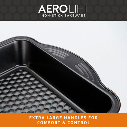 PRESTIGE Aerolift Baking Trays for Oven Non Stick Set of 3 - Dishwasher Safe Oven Trays Set with Extra Large Handles, Durable Carbon Steel Roasting Tins with 5 Year Guarantee, Black, 3 Piece Set
