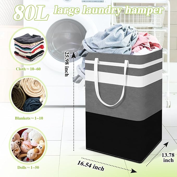 2-Pack Foldable Laundry Basket, Large Laundry Baskets