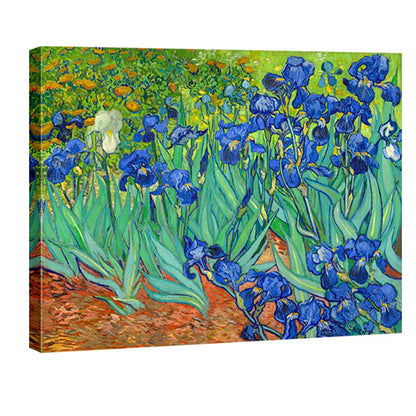 Wieco Art Irises Modern Stretched and Framed Floral Giclee Canvas Print By Van Gogh Famous Flowers Oil Paintings Reproduction Artwork Pictures on Canvas Wall Art for Bedroom Home Decorations