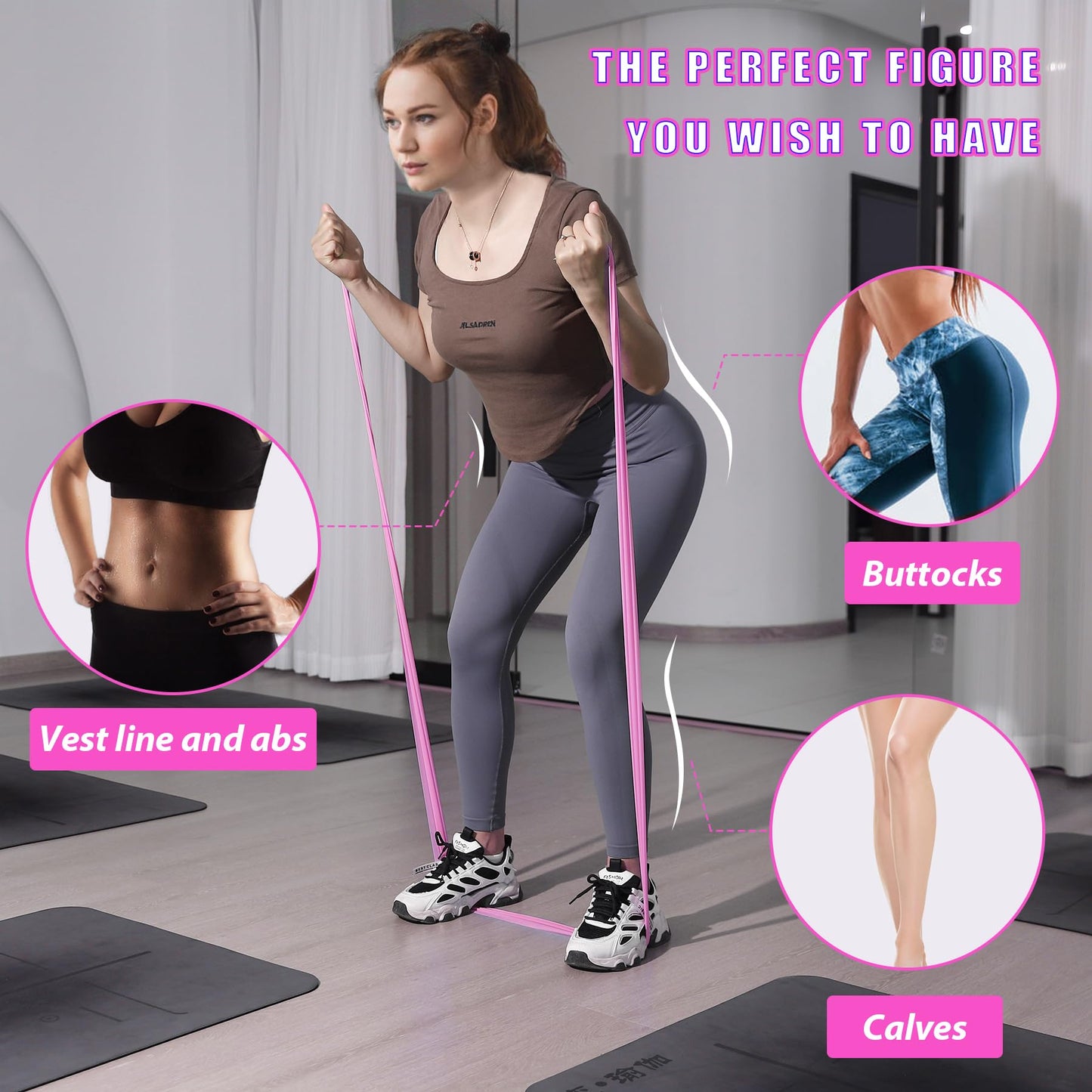 Resistance Bands for Working Out, Physical Therapy Bands, Latex Free Elastic and Exercise Bands Set for Stretching, Suitable for Rehab, Yoga, Pilates, Gym, Home Exercise