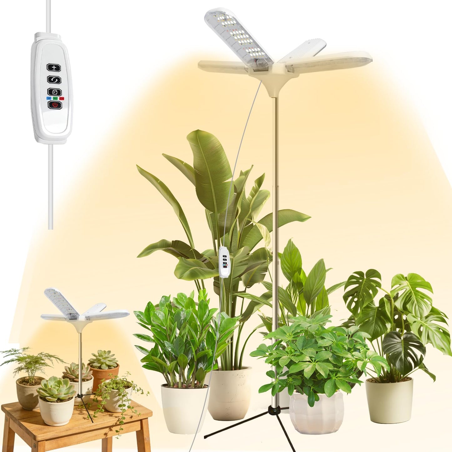 AuroraTurn Grow Lights for Indoor Plants, 240 LEDs Full Spectrum, 15-67 Inches Height Adjustable, 3/9/12H Auto Timer ＆ 4 Dimmable Brightness for Large and Small Plants