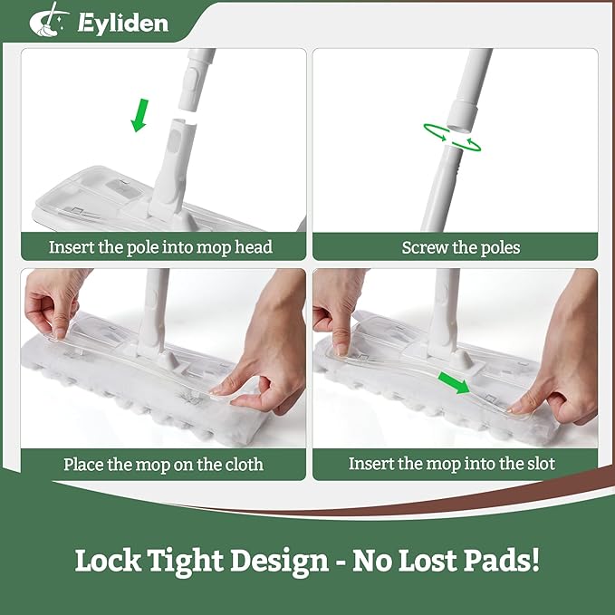 Eyliden Dust Mop, Sweeping & Mopping Kit | 58" Extended Long Handle, 36