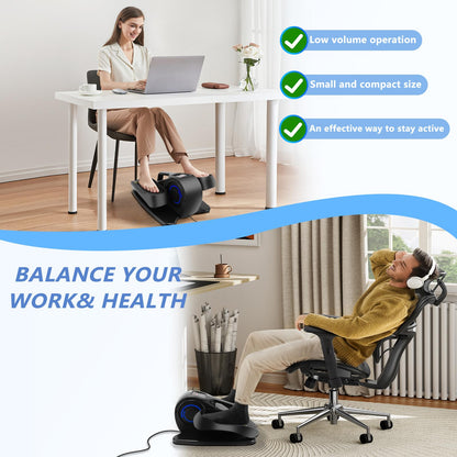 Rollingsurfer Under Desk Elliptical Machine, Adjustable Speeds Electric Trainer with Remote, Portable Seated Pedal Leg Exerciser for Teens Seniors and Adults