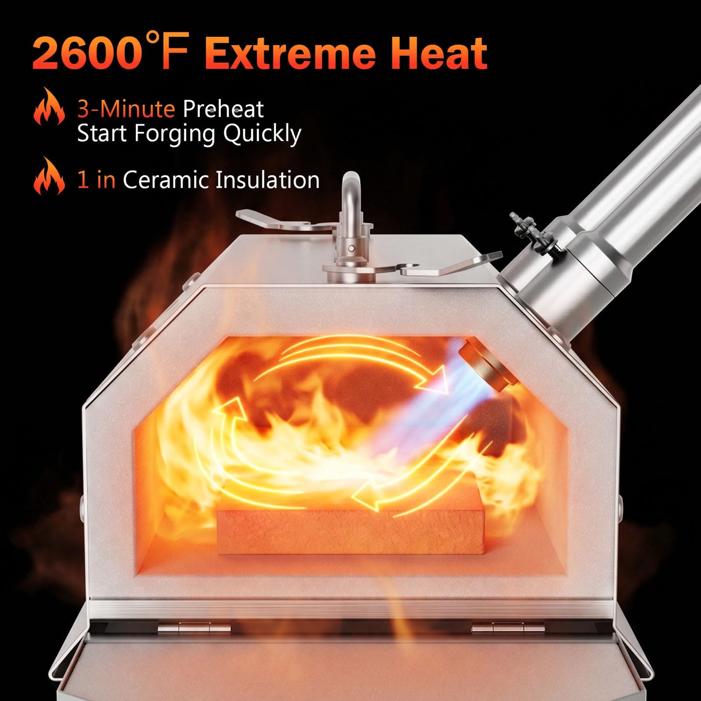 Caifus 2 Burner Propane Forge with Double Doors, Portable Gas Blacksmith Forge Kit with Gas Ball Valve and 30PSI Regulator, Knife Making and Metalworking Blacksmithing Tools for Beginners