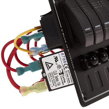 Blue Sea Systems 8373 Water Resistant Circuit Breaker Panel, 6 Position, Black
