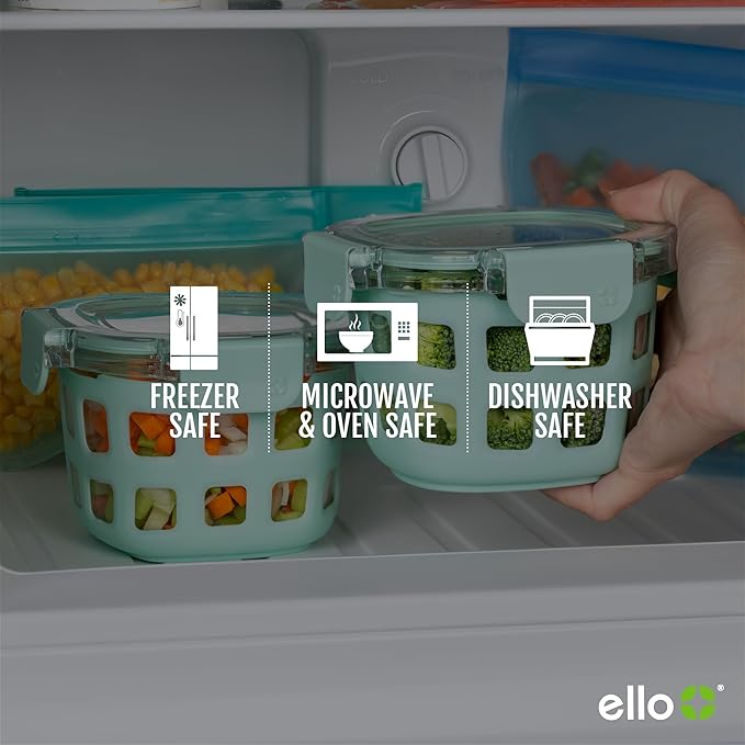 Ello Duraglass 2-Pack 2 Cup Reusable Glass Container Jar