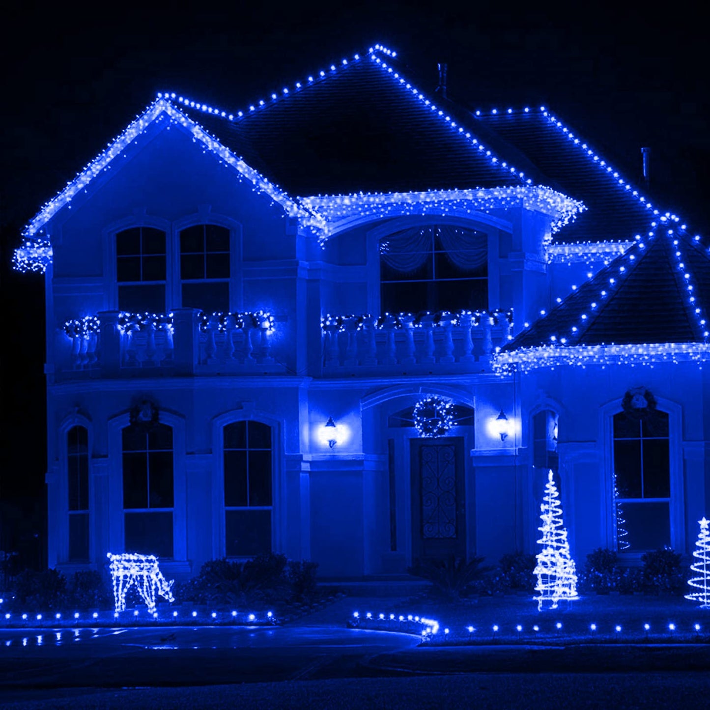 XTF2015 105ft 300 LED Christmas String Lights, End to End Plug 8 Modes Christmas Lights UL Certified Outdoor Indoor Fairy Light Christma s Tree, Patio, Garden, Party, Wedding, Holiday (Blue)