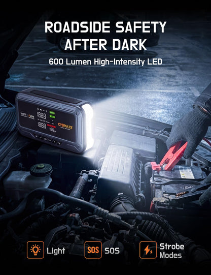 Jump Starter with Air Compressor, 8000A 160 PSI Portable Car Battery Jump Starter with LCD Display, 65W USB-C Fast Charging, All-in-One Emergency Jump Box for All Gas 14L Diesel