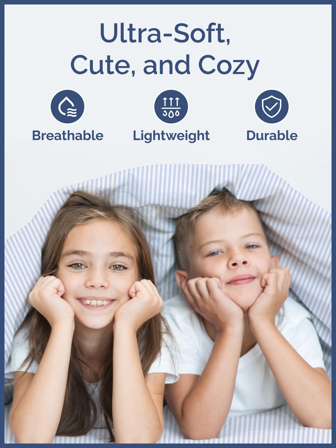 Kids Full Size Bed Sheet Set - 4 Piece Kids Loft Bed Sheets - Blue Striped Nautical Themed Bedding - Soft, Cute and Cozy - Breathable & Machine Washable - Sky Bed Set for Boys, Girls, Teens & Toddlers