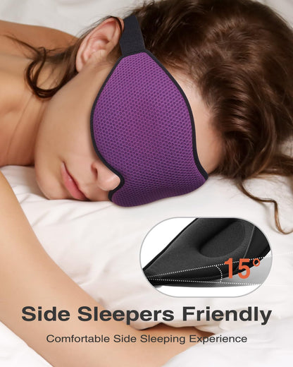 MABAO Sleep Mask for Side Sleeper, Eye Mask for Sleeping Women Men, 3D Contoured Cup No Eye Pressure 100% Light Blocking Sleeping Mask with Adjustable Strap Night Blindfold Flight, Travel, Nap, Black