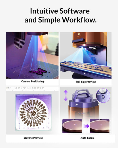WeCreat Lumos Flex 15W Fiber & 15W Diode Dual Laser Engraver, Built-in 50MP Camera, 10000mm/s Ultra Fast, 3D Embossing, Metal Cutting, Color Marking on Metal, Portable Desktop Laser Engraving Machine