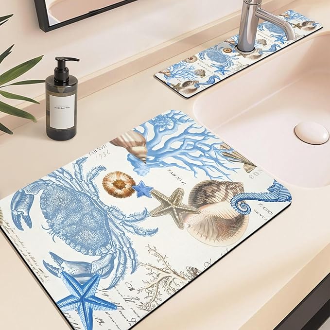 19.5" x 12" Dish Drying Mat & 24" x 5.5" Sink Splash Guard, Super Absorbent