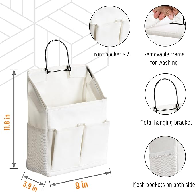 2pcs Wall Hanging Storage Bag, Small Door Closet Linen Fabric Pockets Organizer