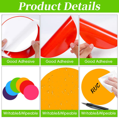 Thealke 30 Pieces Dry Erase Dots for Classroom Tables, 6 Inch Self Adhesive Vinyl Line Up Stickers Floor Spots, Dry Erase Circles Dots for School Classroom Teachers Students Desk & Table