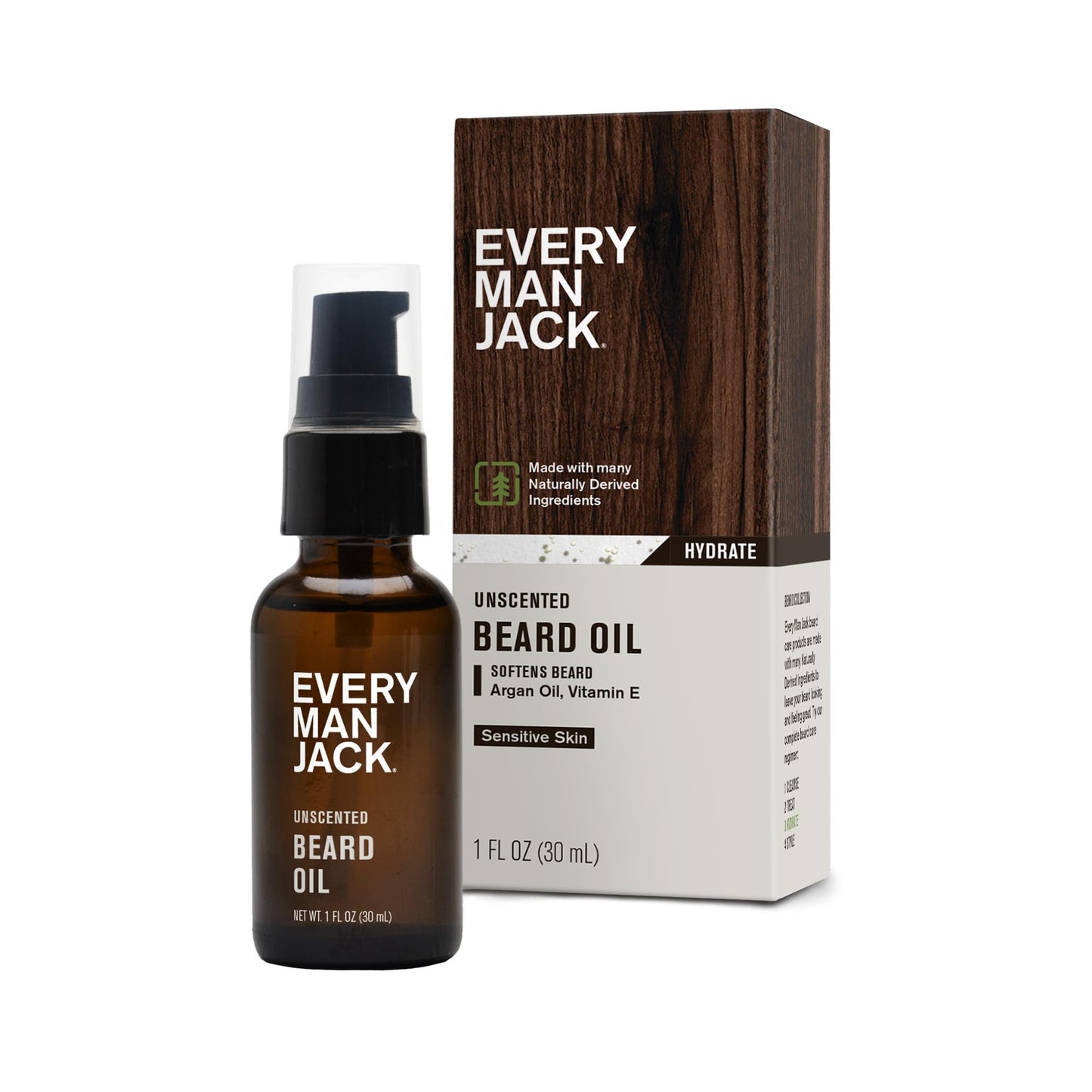 Every Man Jack Men's Beard Oil - Aged Bourbon Fragrance - Deeply Moisturizes and Softens Your Beard and Adds a Natural Shine - Naturally Derived with Shea Butter and Argan Oil - 1 fl oz