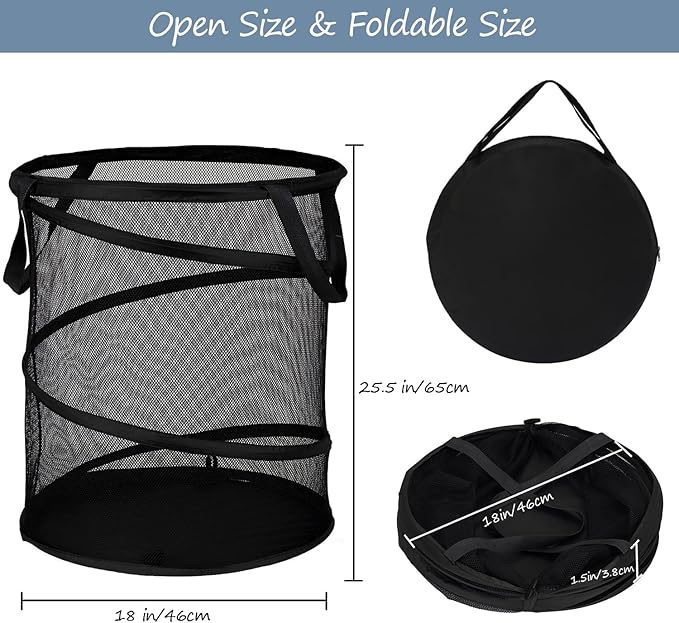 BATTOO Mesh Collapsible Laundry Baskets, Foldable Pop Up Laundry Hamper