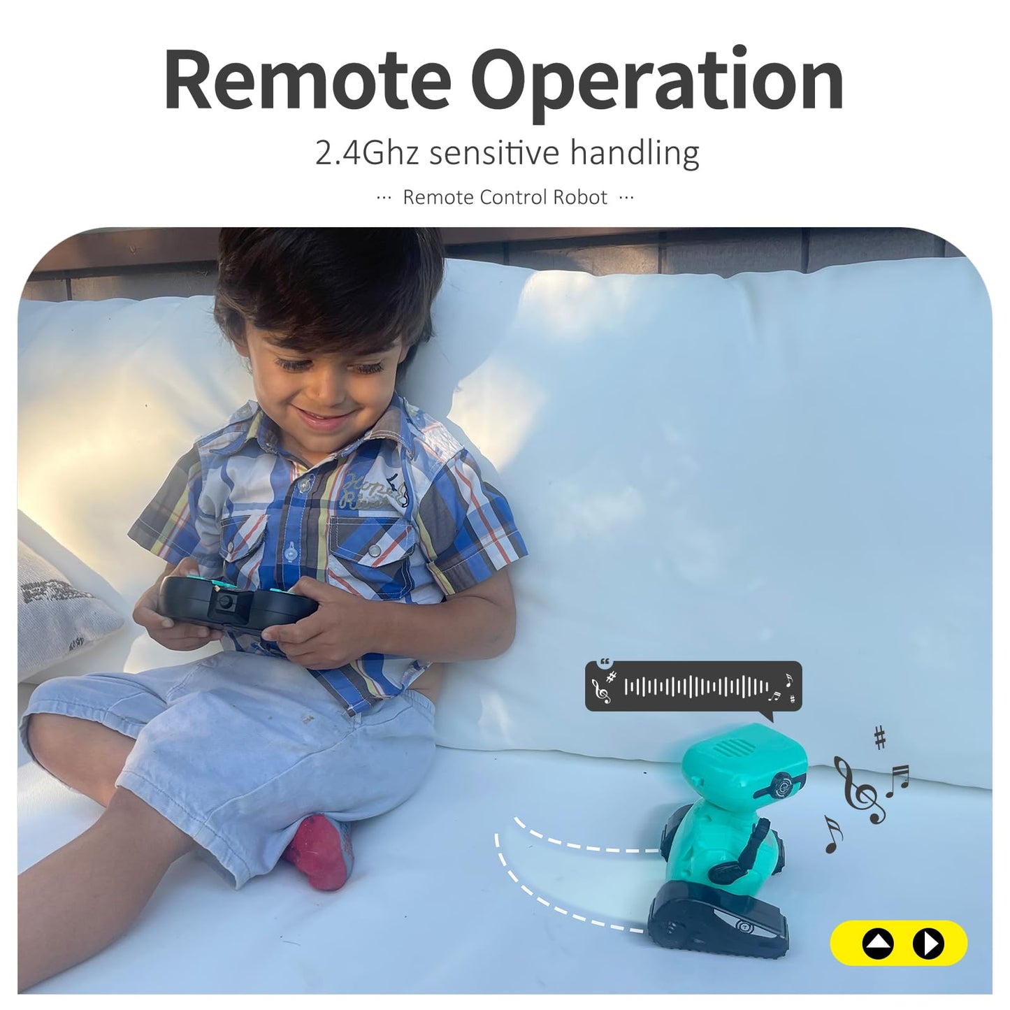 GILOBABY Robot Toys, Remote Control Robot Toy, RC Robots for Kids with LED Eyes, Flexible Head & Arms, Dance Moves and Music, Birthday Gifts for Boys Ages 3+ Years (Blue)