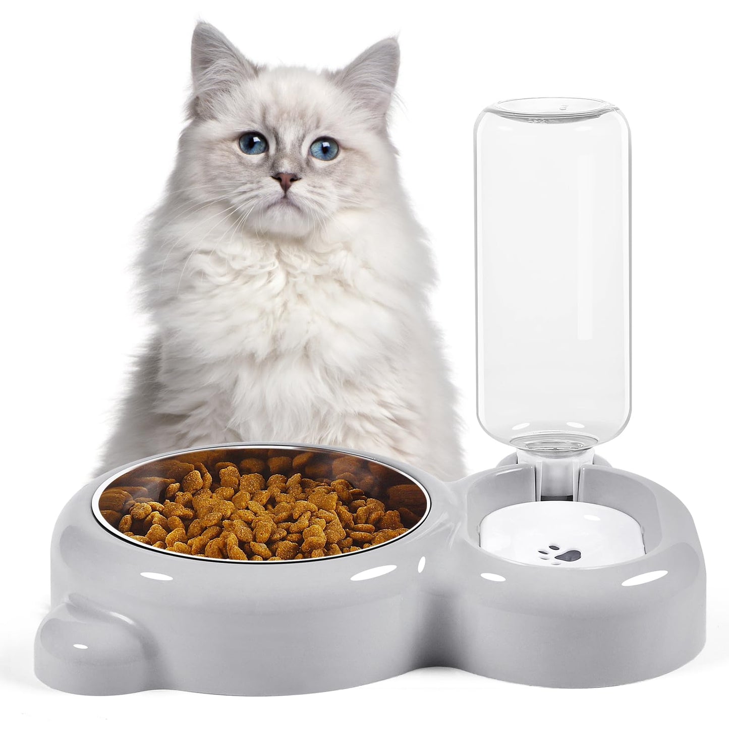 Dog Bowls, Cat Food and Water Bowl Set with Water Dispenser and Stainless Steel Bowl for Cats and Small Dogs