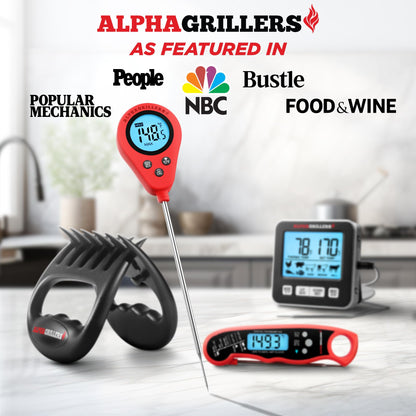 Alpha Grillers Instant Read Meat Thermometer Digital Food Thermometer for Cooking Grilling Bread Baking Liquids and Air Fryer with Temperature Guide, Long Probe and Large Backlit Display